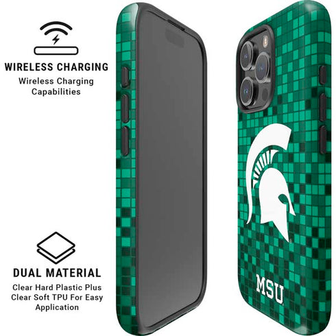 Michigan State University Spartans Digital Pixels iPhone 16 Pro Magsafe Impact Case